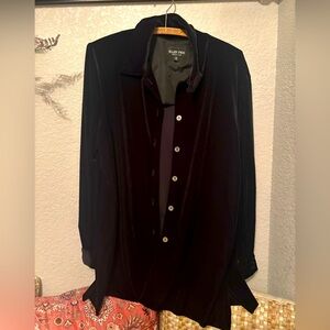 Black Ellen Figg Velvet Button-Up Shirt size 12